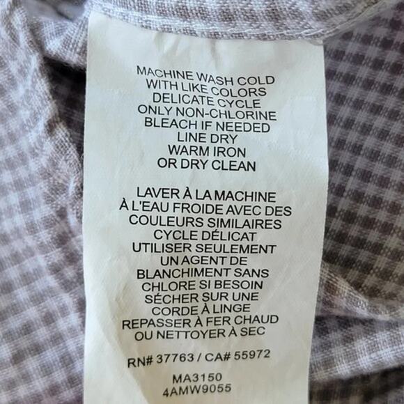 Perry Ellis Long Sleeve Linen Button Down Shirt Tan White Mens Size XL Classic - Picture 10 of 10